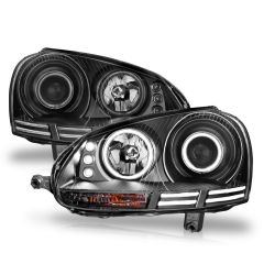 VOLKSWAGEN JETTA / RABBIT / GTI 06-09 PROJECTOR HEADLIGHTS BLACK w/ HALO (CCFL)