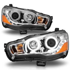 MITSUBISHI LANCER 08-15 PROJECTOR HEADLIGHTS CHROME W/ RX HALO