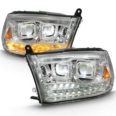 DODGE RAM 1500 09-18 /RAM 2500/3500 10-18 DUAL LED PROJECTOR SWITCHBACK HEADLIGHTS CHROME (FOR ALL MODELS)