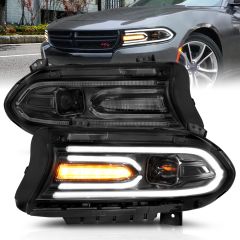 DODGE CHARGER 15-22 PROJECTOR HEADLIGHTS PLANK STYLE BLACK  