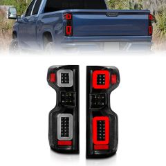 CHEVY SILVERADO 19-21 FULL LED TAIL LIGHTS BLACK HOUSING CLEAR LENS (SEQUENTIAL SIGNAL) (FACTORY LED MODELS)