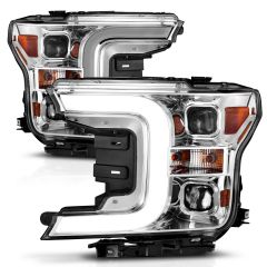 FORD F-150 18-20 PROJECTOR SWITCHBACK C BAR STYLE HEADLIGHTS CHROME