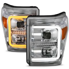FORD SUPER DUTY 11-16 PROJECTOR PLANK STYLE SWITCHBACK H.L CHROME AMBER