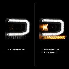 GMC SIERRA 1500 16-19 PROJECTOR HEADLIGHT PLANK STYLE BLACK W/ SEQUENTIAL AMBER SIGNAL (FOR HID, NO HID KIT)