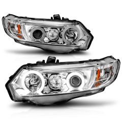 HONDA CIVIC 2006 - 2011 2DR PROJECTOR HEADLIGHTS CHROME W/ RX HALO (DOES NOT FIT MODELS WITH FACTORY HID SYSTEM)