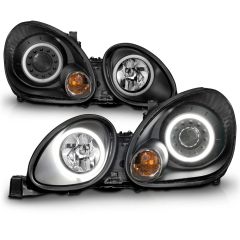 LEXUS GS 300/400/430 98-05 PROJECTOR HEADLIGHTS W/ RX HALO BLACK (NOT FOR FACTORY HID SYSTEM)