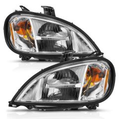 FREIGHTLINER COLUMBIA 96-13 LED CRYSTAL HEADLIGHTS CHROME HOUSING W/ CLEAR LENS  